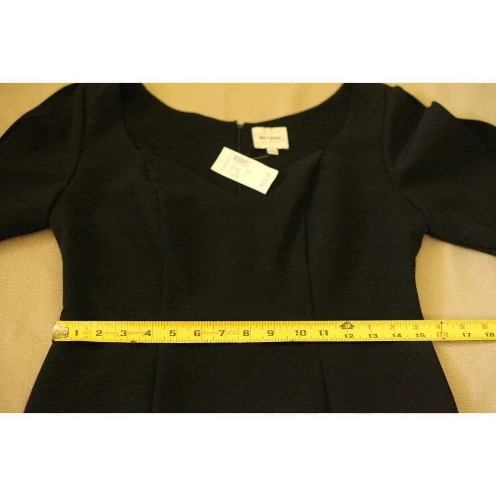 NWT BEYOND Ashley Graham Sz 6 Womens Split Sleeve Sweetheart Sheath Dress Black - Picture 11 of 12